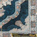 گالری فرش 700 شانه طرح کارینا سرمه ای کارخانه فرش گوزل کاشان