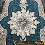 گالری فرش 700 شانه طرح کارینا سرمه ای کارخانه فرش گوزل کاشان