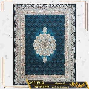 فرش طرح 700 شانه (500 شانه) جدید طرح اطلس سرمه ای کاشان - فرش سرمه ای مدل جدید - کارخانه فرش گوزل کاشان - فرش کاشان جدید و شیک ارزان