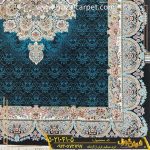 فرش طرح 700 شانه (500 شانه) جدید طرح اطلس سرمه ای کاشان - فرش سرمه ای مدل جدید - کارخانه فرش گوزل کاشان - فرش کاشان جدید و شیک ارزان