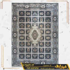فرش 700 شانه طرح خشتی گلایول زمینه دودی مدرن کاشان - مدل فرش خشتی جدید - فرش 700 شانه طرح جدید کاشان - فرش گوزل کاشان - خرید مستقیم فرش از کارخانه