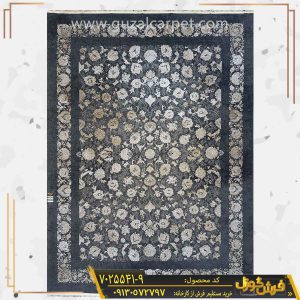 فرش 700 شانه طرح وینتیج مدرن کد 114 زمینه دودی کاشان - فرش کهنه نما و وینتیج مدل افشان طوسی جدید کاشان - فرش گوزل کاشان
