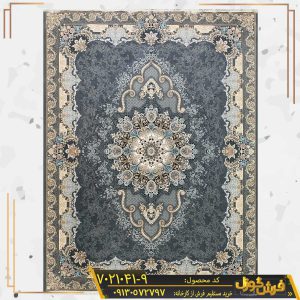 فرش 700 شانه طرح درسا زمینه دودی کاشان - فرش جدید 700 شانه کارخانه فرش گوزل کاشان - فرش ارزان قیمت 700 شانه ماشینی