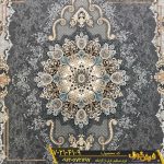 فرش 700 شانه طرح درسا زمینه دودی کاشان - فرش جدید 700 شانه کارخانه فرش گوزل کاشان - فرش ارزان قیمت 700 شانه ماشینی