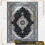 فرش 700 شانه طرح سوگند زمینه سرمه ای تراکم 2550 کاشان - فرش سرمه ای مدل جدید - فرش سرمه ای شیک و مدرن کارخانه فرش گوزل کاشان