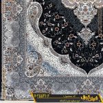 فرش 700 شانه طرح سوگند زمینه سرمه ای تراکم 2550 کاشان - فرش سرمه ای مدل جدید - فرش سرمه ای شیک و مدرن کارخانه فرش گوزل کاشان