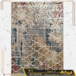 گلیم ماشینی فانتزی مدرن طرح 906 زمینه بادامی - گلیم ارزان قیمت ماشینی کاشان - گلیم ماشینی کارخانه فرش گوزل کاشان