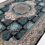 فرش 500 شانه طرح 700 شانه طرح نیلوفر زمینه سرمه ای کاشان - فرش ارزان قیمت 500 شانه جدید و شیک از کارخانه فرش گوزل کاشان