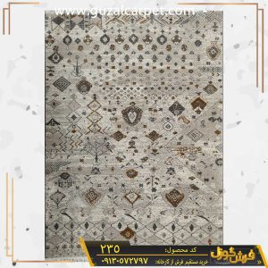 فرش فانتزی مدرن طرح وینتیج کهنه نما کد 235 زمینه طوسی کاشان - خرید فرش طوسی جدید و ارزان قیمت با مدل شیک و لوکس و زیبا از کارخانه فرش گوزل کاشان - فرش طوسی کلاسیک با نقشه سنتی