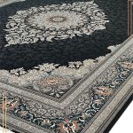 فرش 700 شانه طرح آرمان زمینه سرمه ای کاشان - فرش ارزان قیمت 700 شانه - مدل فرش سرمه ای جدید از کارخانه فرش گوزل کاشان - فرش قیمت مناسب و ارزان با کیفیت درجه یک