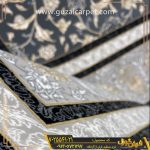 فرش 700 شانه طرح افشان حریص زمینه دودی کاشان - فرش طلاکوب مدرن مدل حریص دودی