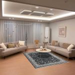 فرش مدل افشان الماس زمینه دودی 700 شانه با قیمت در ب کارخانه فرش گوزل کاشان