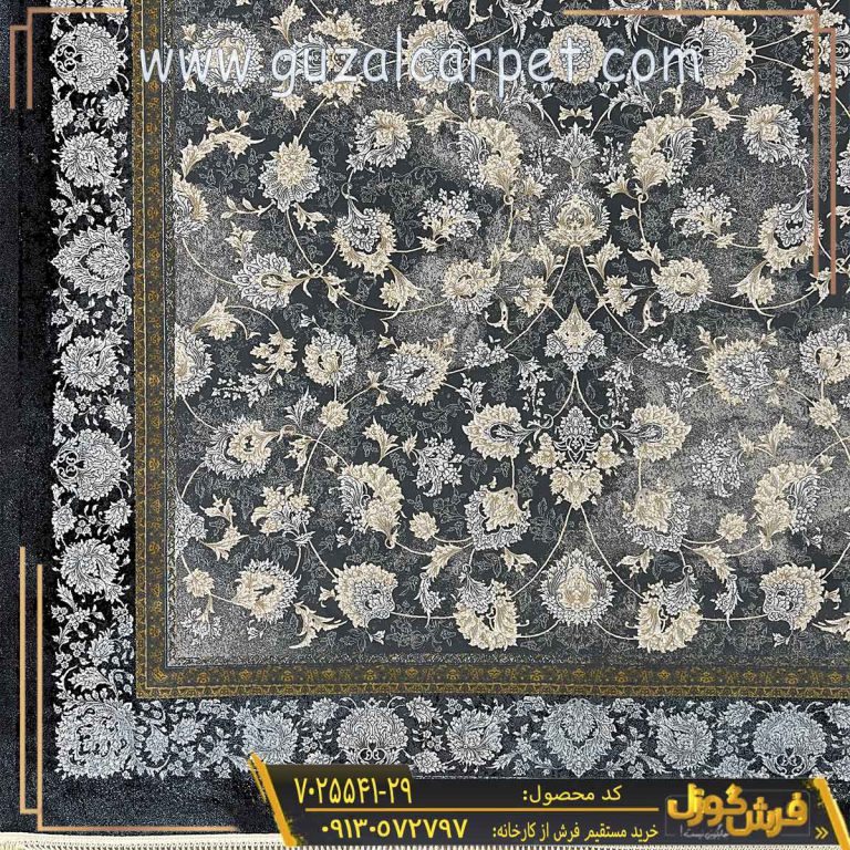 فرش 700 شانه وینتیج طرح افشان سولماز زمینه دودی کاشان