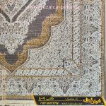 فرش 320 شانه وینتیج کهنه نما طرح مدرن 409 زمینه طوسی طلایی گل برجسته کاشان - خرید فرش وینتیج ارزان قیمت و مدرن با طرح شیک و جدید