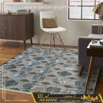 فرش وینتیج کهنه نما کد 411 زمینه طوسی آبی گل برجسته کاشان - خرید فرش وینتیج مدرن طوسی از کارخانه با قیمت ارزان - فرش طوسی مدل جدید و شیک