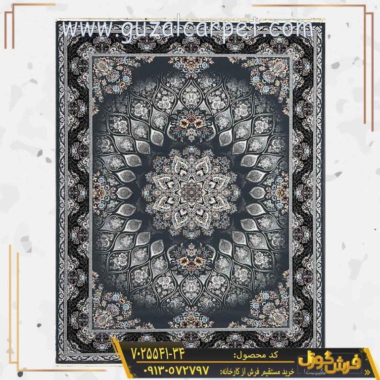 فرش 700 شانه طرح تایماز زمینه دودی کاشان
