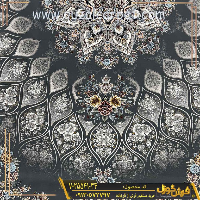 فرش 700 شانه طرح تایماز زمینه دودی کاشان