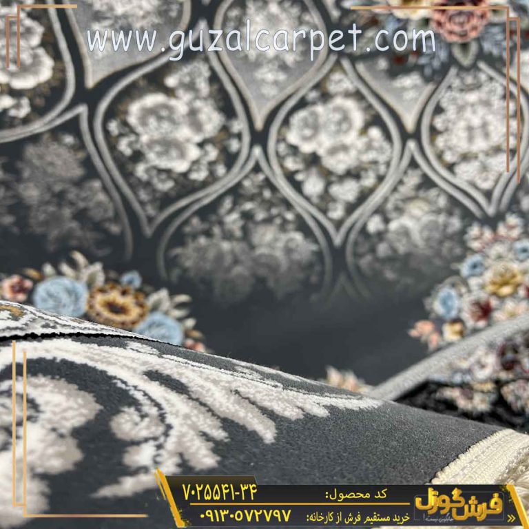 فرش 700 شانه طرح تایماز زمینه دودی کاشان