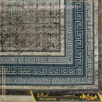 فرش وینتیج کهنه نما کد 408 زمینه طوسی آبی گل برجسته - کارخانه فرش گوزل کاشان
