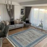 مدل جدید فرش وینتیج کهنه نما کد 408 ورساچه زمینه طوسی آبی گل برجسته - فرش مناسب دکوراسیون مدرن و طوسی
