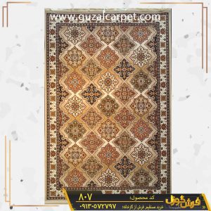 خرید گلیم ماشینی سنتی و ارزان قیمت کد 807 زمینه بادامی کارخانه فرش گوزل کاشان