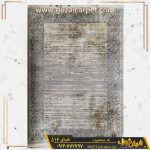 فرش وینتیج کهنه نمای کد 516 زمینه نقره ای گل برجسته کارخانه فرش گوزل کاشان