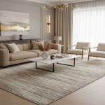 فرش وینتیج کد 523 زمینه کرم گل برجسته کارخانه فرش گوزل کاشان - فرش جدید طوسی کرم