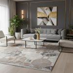 فرش وینتیج کد 530 زمینه نقره ای گل برجسته کارخانه فرش گوزل کاشان - فرش مدرن هندسی مدل جدید 2025