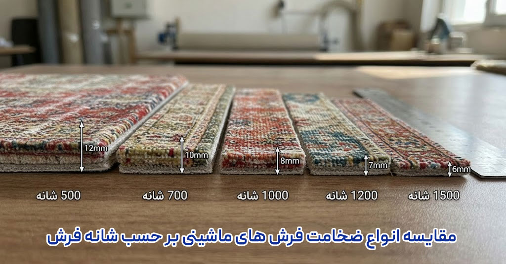 مقایسه انواع ضخامت فرش ماشینی بر اساس شانه و تراکم